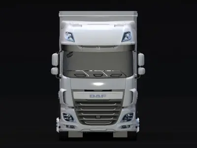 2018 DAF 106 XF EURO 6 4X2 Trailer Sider Low-poly 3D model