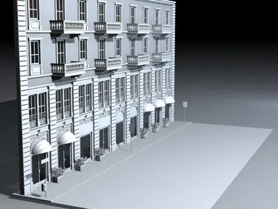 European building front 3D model