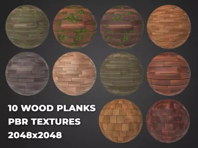 10 Stylized and Seamless Wood Planks PBR Textures and Materials Texture