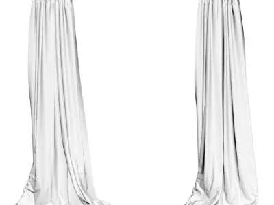 Brown window curtains 3D model