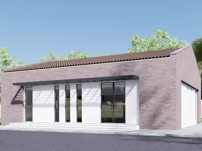 Commercial building Low-poly 3D model