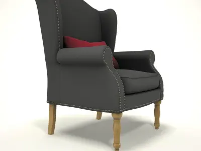 wingback chair fhouse 011 Low-poly 3D model