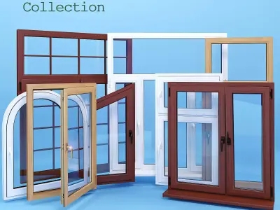 Windows collection wooden window 3D model