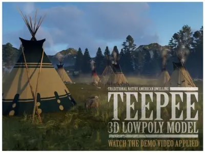Teepee native american Low-poly 3D model