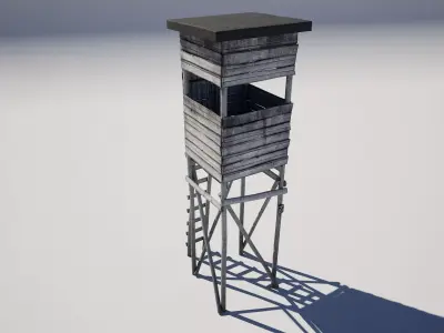 Wooden Hunting Tower Low-poly 3D model