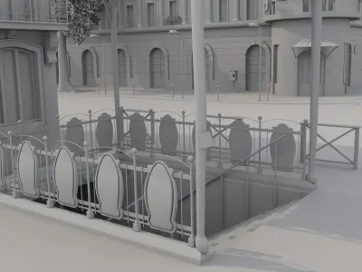 Paris Town Metro Station 3D model