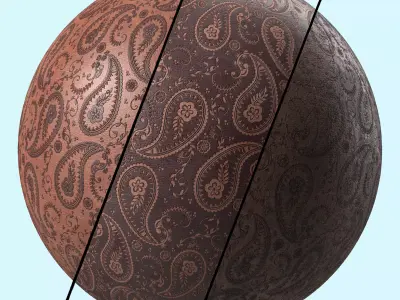 Leather Materials 21- by Ornament Pattern Sbsar Pbr 4k Seamless Texture