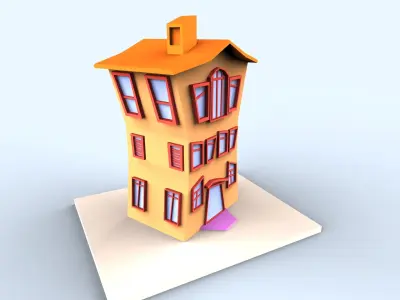 Colorfull cartoon building Low-poly 3D model