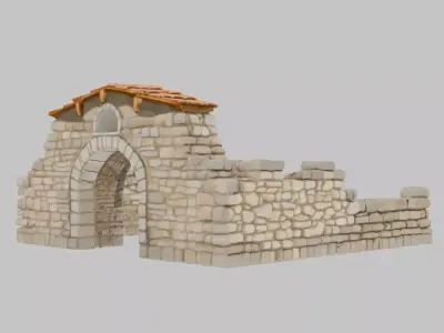 Medieval Fieldstone Wall Texture Low-poly 3D model