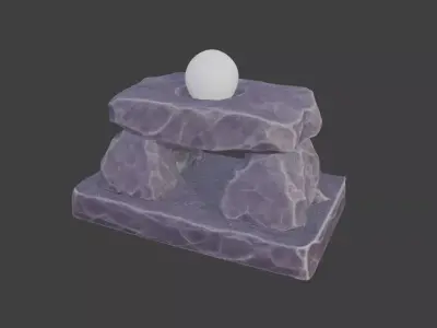 Stone Arch with Sphere Low-poly 3D model
