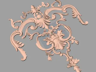 Bed door flower 3D relief STL model for CNC engraving E527 3D model