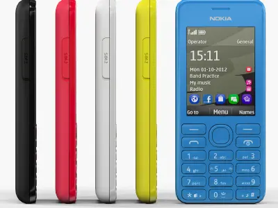 Nokia 206 Dual Sim cellphone 3D model