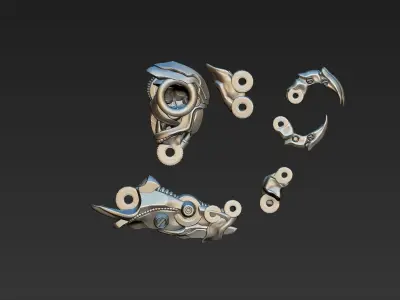 robotic mechanical dragon dinosaurs claw arm kitbash 3D print model