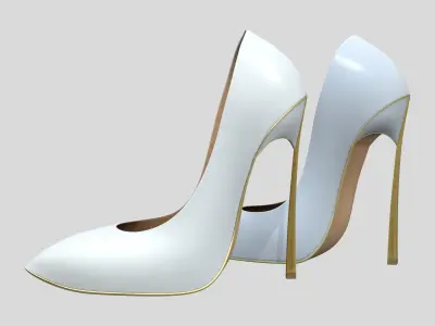 White Gold High Heels Low-poly 3D model
