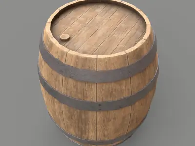 Wooden Barrel Vine Whiskey Gameready Low-poly 3D model