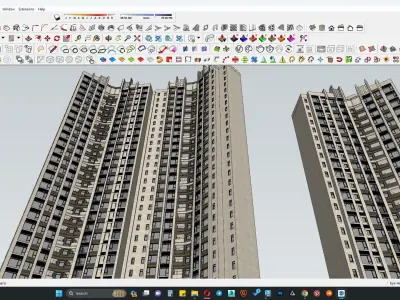 Classical apartment buildings with site office 3D model