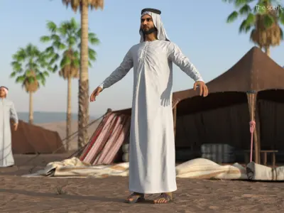  Arabian Man in Kandura A Pose White 