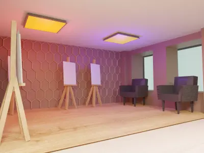 Interior room with chairs and easel 3D model