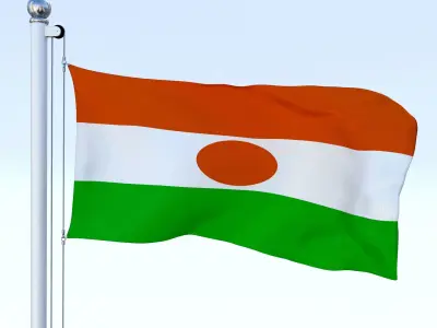 Animated Niger Flag Low-poly 3D model
