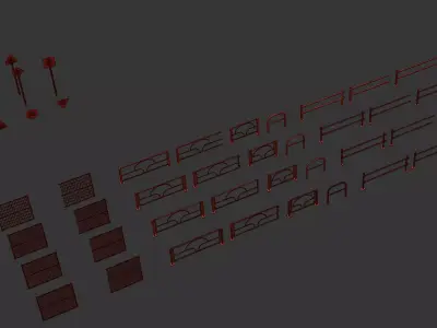 Japanese Roads - Modular Pieces Low-poly 3D model