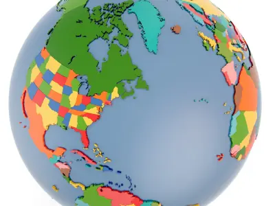  Geopolitical Globe and US States 