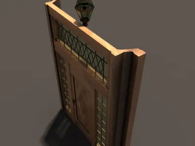 Ornament Wood Door Hi Detail 3D model