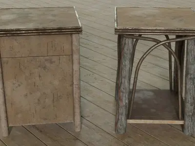 Wooden Furnitures -  Special for cabins and houses in the wood Low-poly 3D model