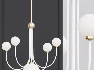 Coco 5 Light Aged BrassWhite LED Chandelier  3D model