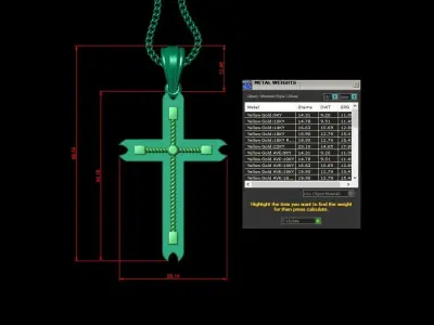 High Cross Pendant Light Gold 18K 4CP091 3D print model