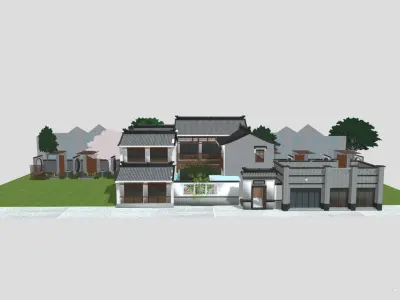 Complete Chinese Garden Courtyard Kit 3D Model Set Oriental 3D model