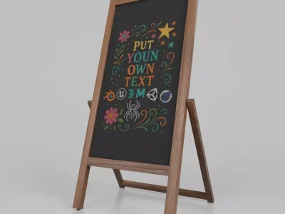 Customizable Double Sided Wooden Chalkboard Sign Low-poly 3D model