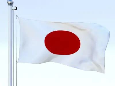 Animated Japan Flag Low-poly 3D model