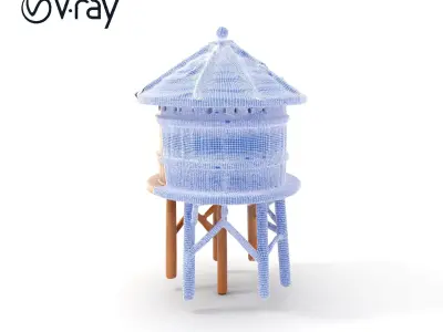 Rustic Wooden Water Tower D Model Pack Low-poly 3D model