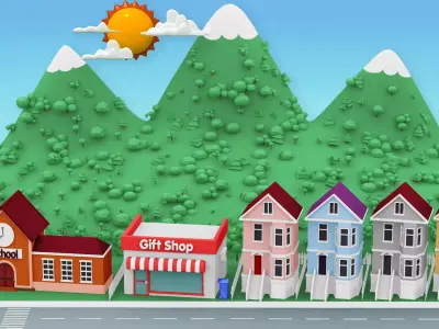 City cartoon style 3D model