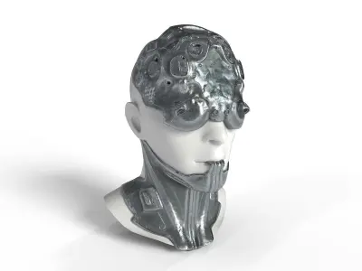 Mask Mecha Robot Cyberpunk Low-poly 3D model