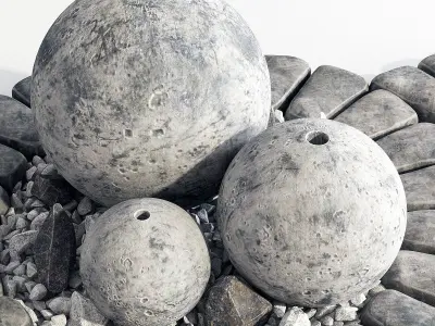 Flowerbed with stone decor 3D model