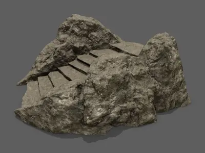 Rock  Stairs Low-poly 3D model