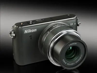 Nikon 1 S1 mirrorless digital camera Kit 11-27-5mm lens Low-poly 3D model