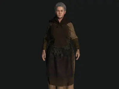 AAA 3D FANTASY MEDIEVAL - OLD WOMAN 01 REALISTIC CHARACTER Low-poly 3D model