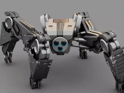 Spider Robot rigged- -animated 3D model