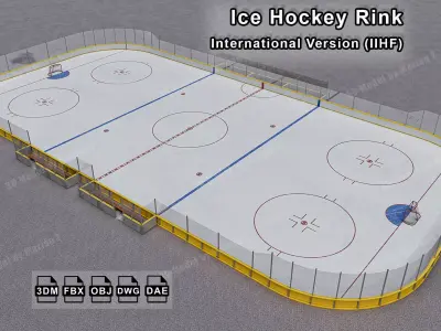 Ice Hockey Rink International Version IIHF Low-poly 3D model