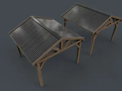 PBR Wooden Pergola Gazebo C6 Low-poly 3D model