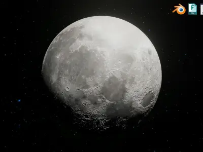 The Moon with 16K Texture and Height Map Low-poly 3D model