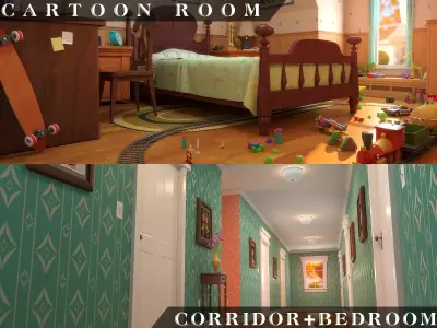 Cartoon Room Corridor 3D model