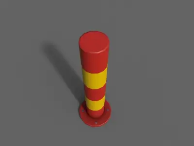 PBR Bollard RedYellow Low-poly 3D model