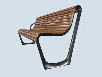 Street bench low poly pbr game ready Low-poly 3D model buy