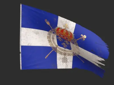 Naval flag of the Kingdom of France 1365 - 1792 Low-poly 3D model