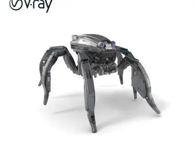 Arachnid Security Bot with Eight Limbs Model Pack Low-poly 3D model