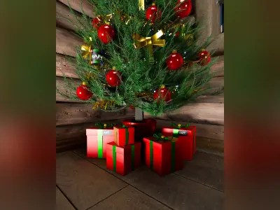 Christmas Tree and Green-Snow Garlands - PBR 4K-8K 3D Model Pack