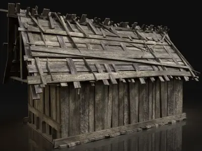 Next Gen AAA Simple Wooden Swamp Hut Low-poly 3D model